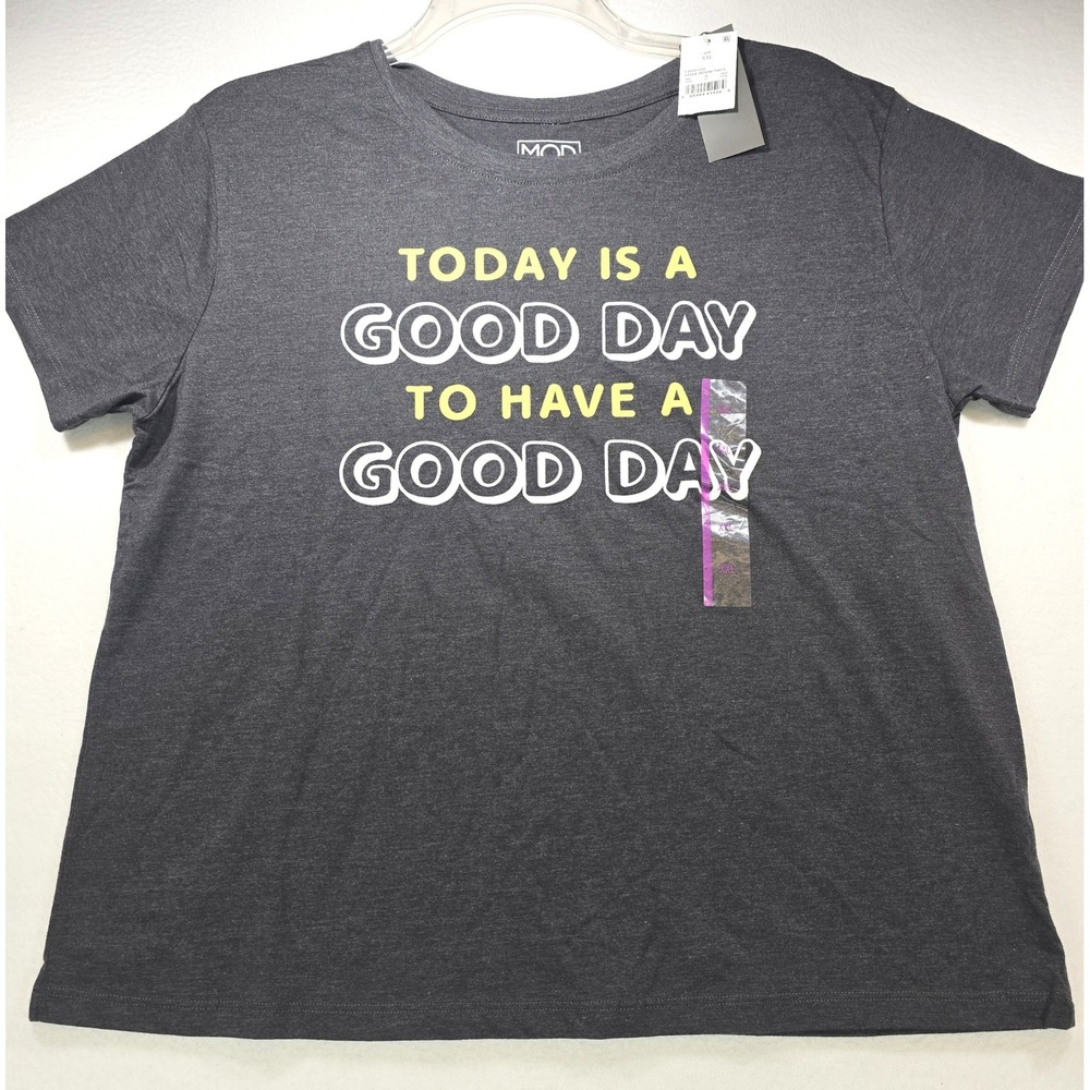 Modern Lux Womens Charcoal Good Day Graphic T-Shirt XXL NEW